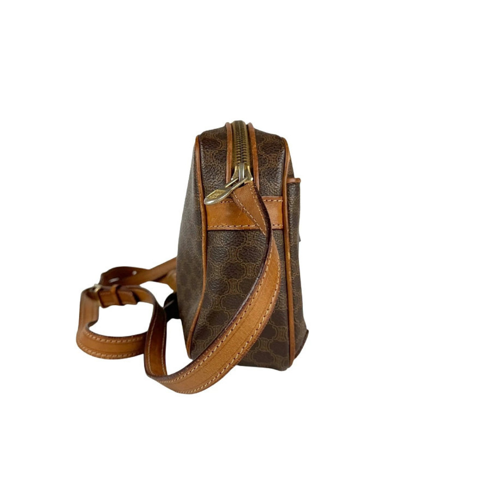 Celine Brown Macadam Bag Shoulder Canvas Leather Brown